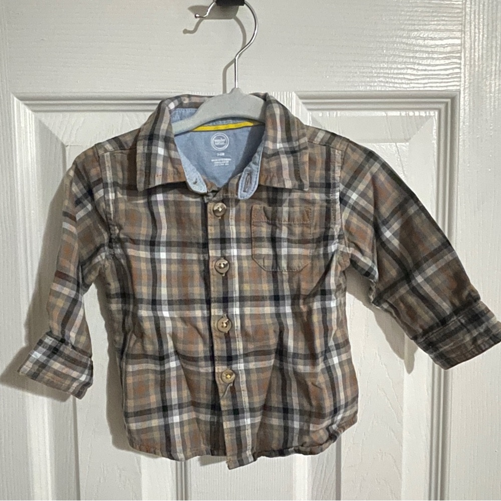 Plaid button up Shirt - Brown and Blue